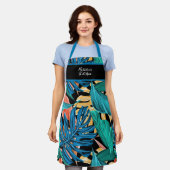 Tablier Banane vive Feuilles Tropical Print Apron (Porté)
