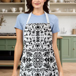Tablier Bandanna Scandinave Mignonne Noir Et Blanc<br><div class="desc">Cute noir et blanc Floral Scandinave Bandanna Apron</div>