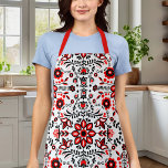Tablier Bandanna Scandinave Mignonne Noir Et Rouge Floral<br><div class="desc">Bandanna Apron Scandinave Noir Et Rouge Mignonne</div>