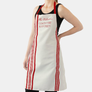 Tablier Bande de style français - Rouge Nom blanc désac