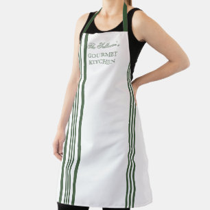 Tablier Bande de style français - Vert Nom blanc