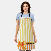 Tablier Bande jaune et orange, ruban personnalisé (Porté)