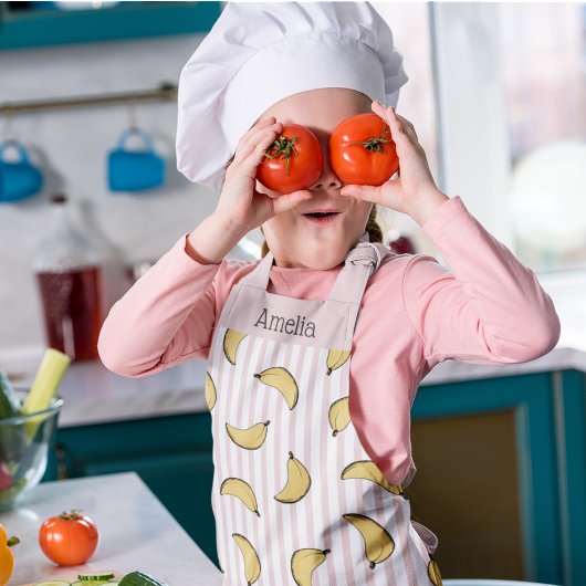 Tablier Bande mignonne rose et blanche