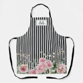 Tablier Bande noire botanique Nom du script Monogramme (Recto)