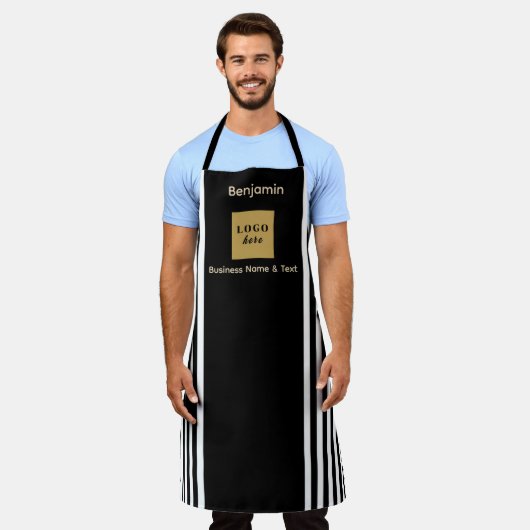 Tablier Bande noire et blanche personnalisée (Porté)