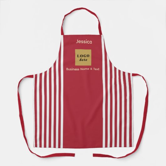 Tablier Bande rouge et blanche personnalisée (Recto)