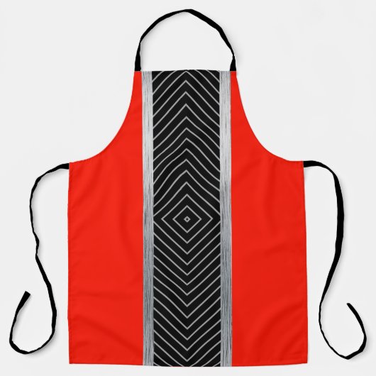 Tablier Bande rouge, noire, argentée et blanche (Recto)