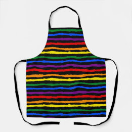 Tablier Bandes arc-en-ciel colorées sur noir personnalisé