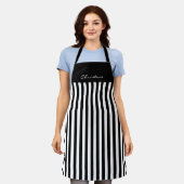 Tablier Bandes d'ailes noires et blanches avec nom (Porté)