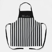 Tablier Bandes d'ailes noires et blanches avec nom (Recto)