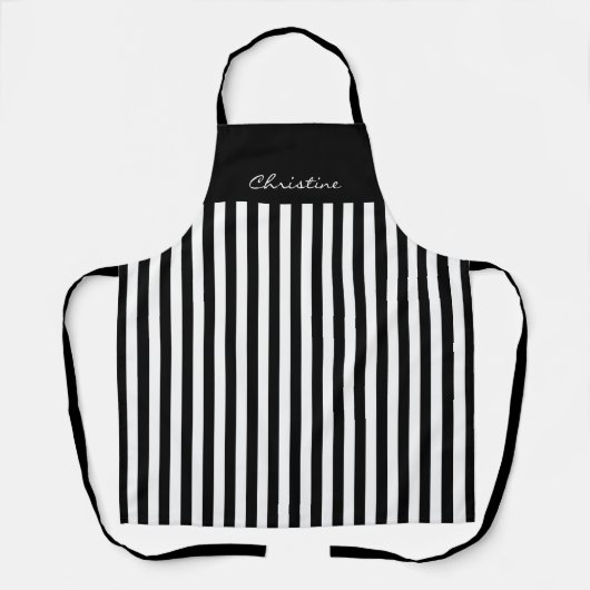 Tablier Bandes d'ailes noires et blanches avec nom (Recto)