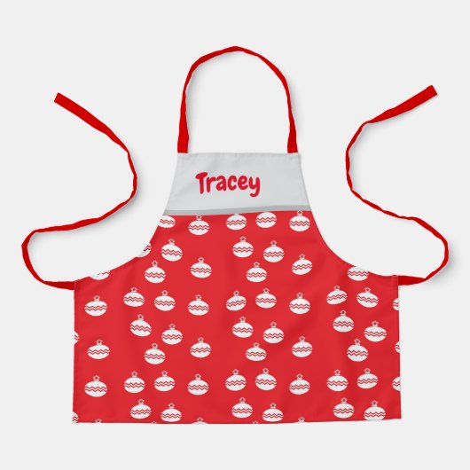 Tablier Bandes de chevron blanc ornées sur rouge (Recto)