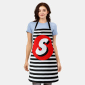 Tablier Bandes noires et blanches Monogramme S (Porté)