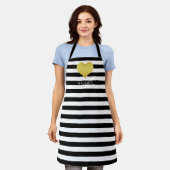 Tablier Bandes Noires Et Blanches Personnalisées (Porté)