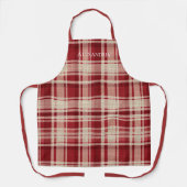 Tablier Bandes Plaid Crème Rouge (Recto)