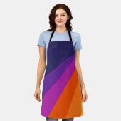 Tablier Bandes rétro en diagonale violette et orange (Porté)