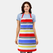 Tablier Bandes rouges bleues et blanches modernes (Porté)