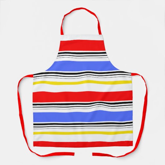 Tablier Bandes rouges bleues et blanches modernes (Recto)