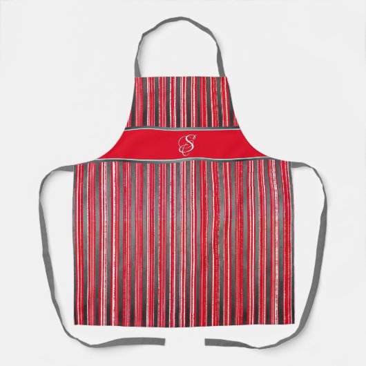 Tablier Bandes rouges, grises et blanches (Recto)