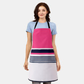 Tablier Bandes Uniformes roses (Porté)