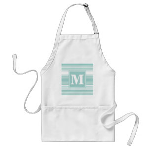 Tablier Bandes vertes de menthe monogramme