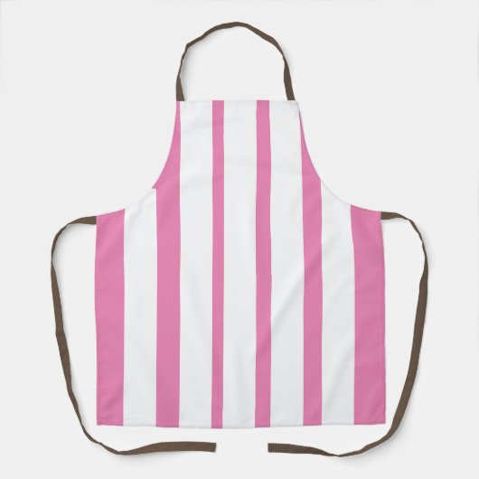 Tablier Bandes Verticales Rose Et Blanc (Recto)