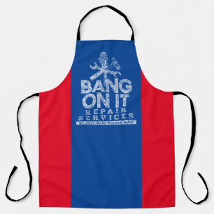 Tablier Bang On It Réparation Services Blanc Bleu Rouge