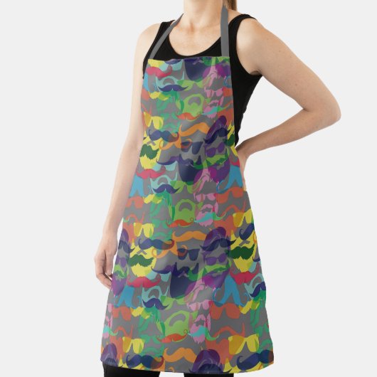 Tablier Barbe Colorée Hipster Et Motif Moustache (Insitu)