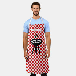 Tablier Barbecue DIY Couleurs Damier Rouge Blanc