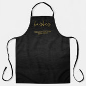 Tablier Barber nom or script barber shop noir cuir (Recto)