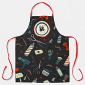 Tablier Barber Shop Logo Personnalisé Modèle Fun Retro Noi (Recto)