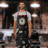 Tablier Barber Shop Logo Personnalisé Modèle Fun Retro Noi