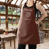 Tablier Barista tasse brune café haricots nom script