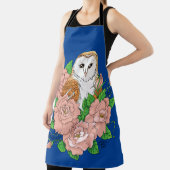 Tablier Barne Chouette Fleurs roses Bleu (Insitu)