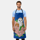 Tablier Barne Chouette Fleurs roses Bleu (Porté)