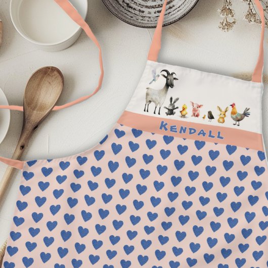 Tablier Barnyard Animaux Enfants Nom Bib Apron