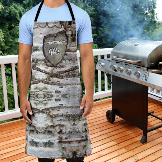 Tablier Barre de bouleau rustique Bois Coeur sculpté Arbre