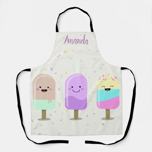 Tablier Bars et cochonnets souriants à la crème glacée (Recto)