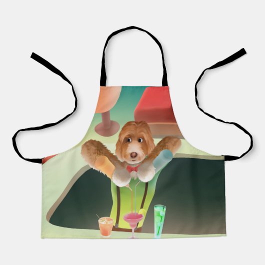 Tablier Bartending Dog in Retro Bar (Recto)