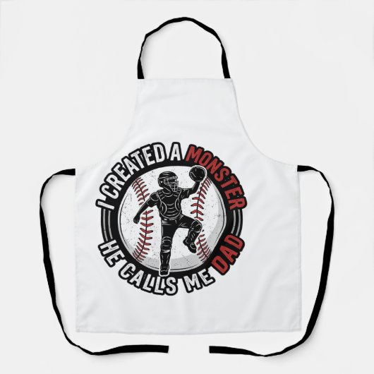 Tablier Baseball Papa Monstre Vintage Catcher Conception d (Recto)