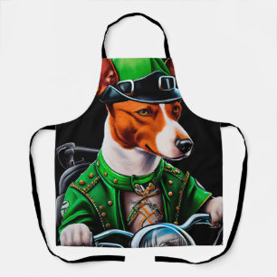 Tablier Basenji Chien conduisant vélo St. Patrick's Day