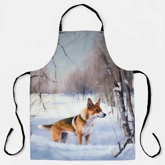 Tablier Basenji Laisser neiger Noël (Recto)