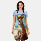 Tablier Basenji sur la plage, cadeau d'été pour les amoure (Porté)