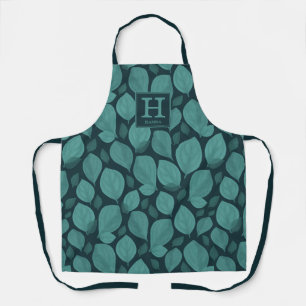 Tablier Basil Herb Leaf Motif Monogramme botanique