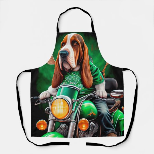 Tablier Basset Hound Chien conduisant vélo St. Patrick's D (Recto)