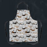 Tablier Basset Hound Chig Bones and Paws<br><div class="desc">Basset Chatte Chiens Hound avec des manteaux brun,  noir,  blanc et citron avec des os de chien éparpillés et empreintes de pattes motif chien amusant.</div>