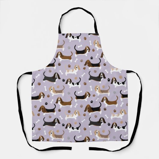 Tablier Basset Hound Chig Bones and Paws Apron (Recto)