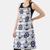 Tablier Bateau bleu marine Ancre Roue nautique rayé (Insitu)