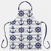 Tablier Bateau bleu marine Ancre Roue nautique rayé (Recto)