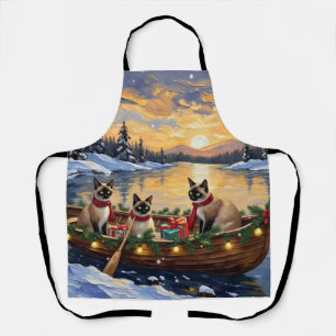 Tablier Bateau de Noël de chat siamois pour les fêtes